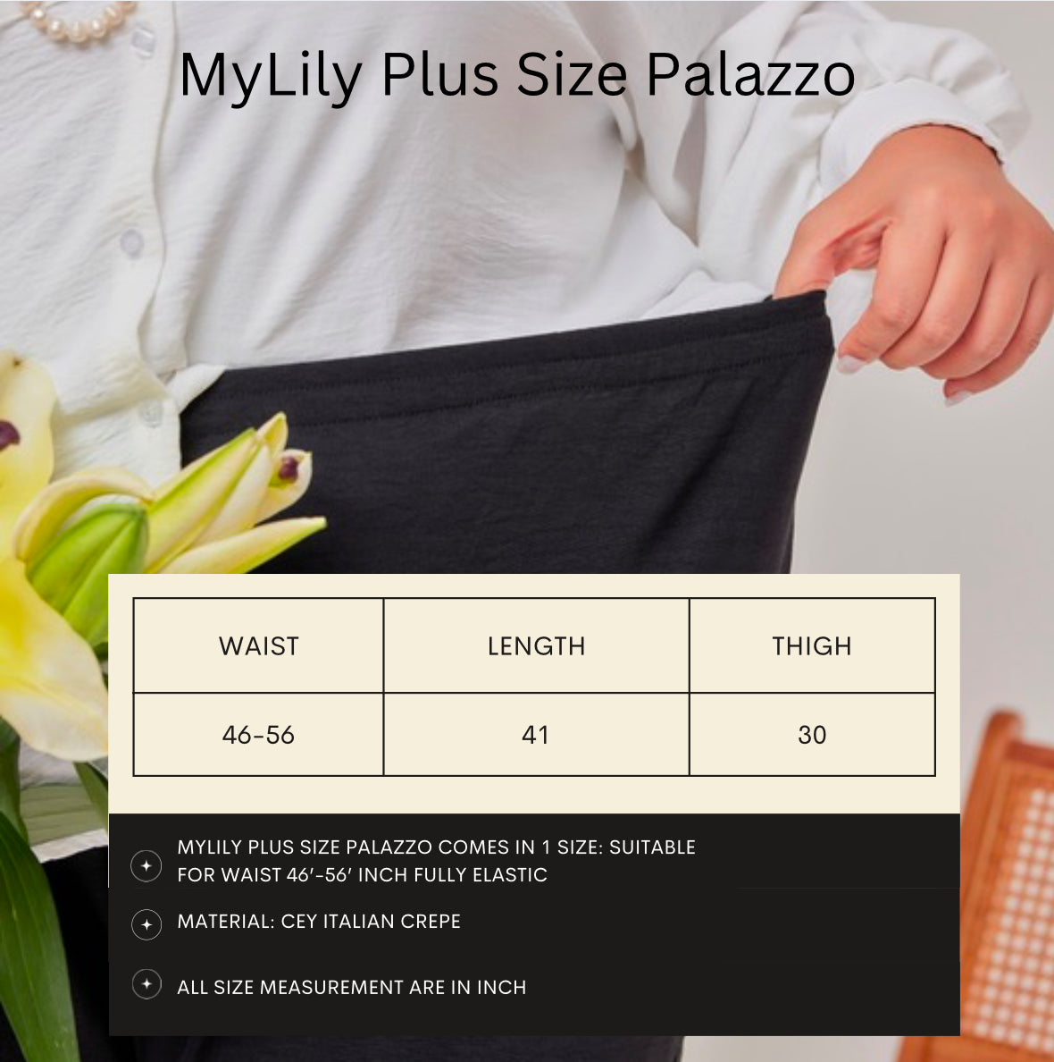 MyLily Plus Size Palazzo in White