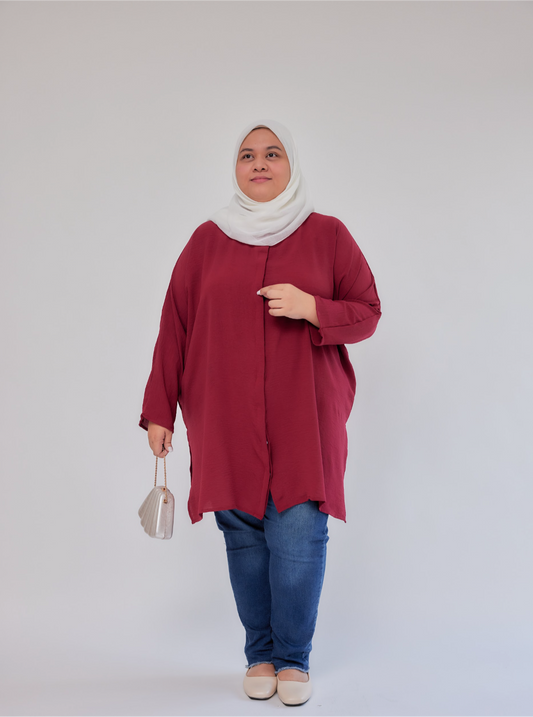 MyLily Tunic Blouse in Maroon