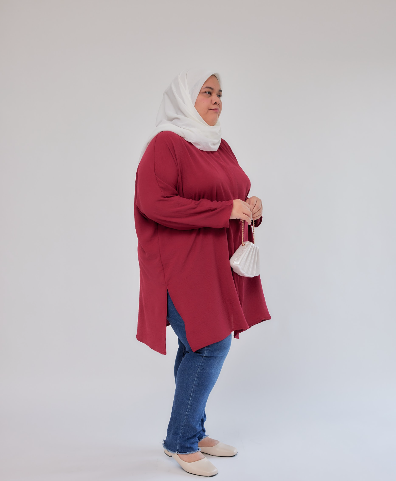 MyLily Tunic Blouse in Maroon