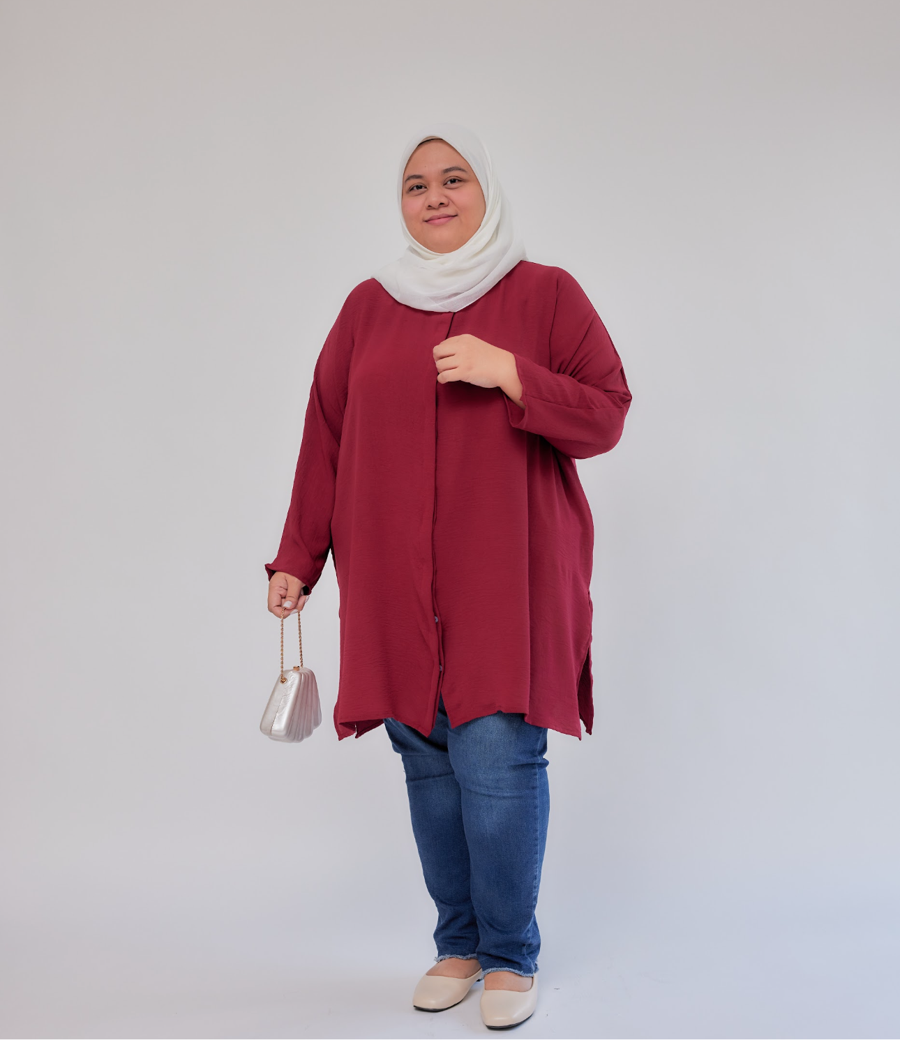 MyLily Tunic Blouse in Maroon