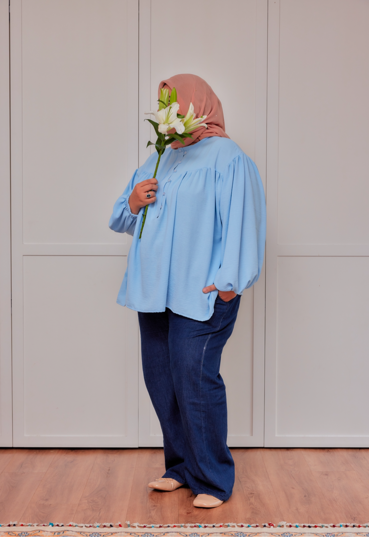 MyLily Blossom Dolly Top in Sky Blue