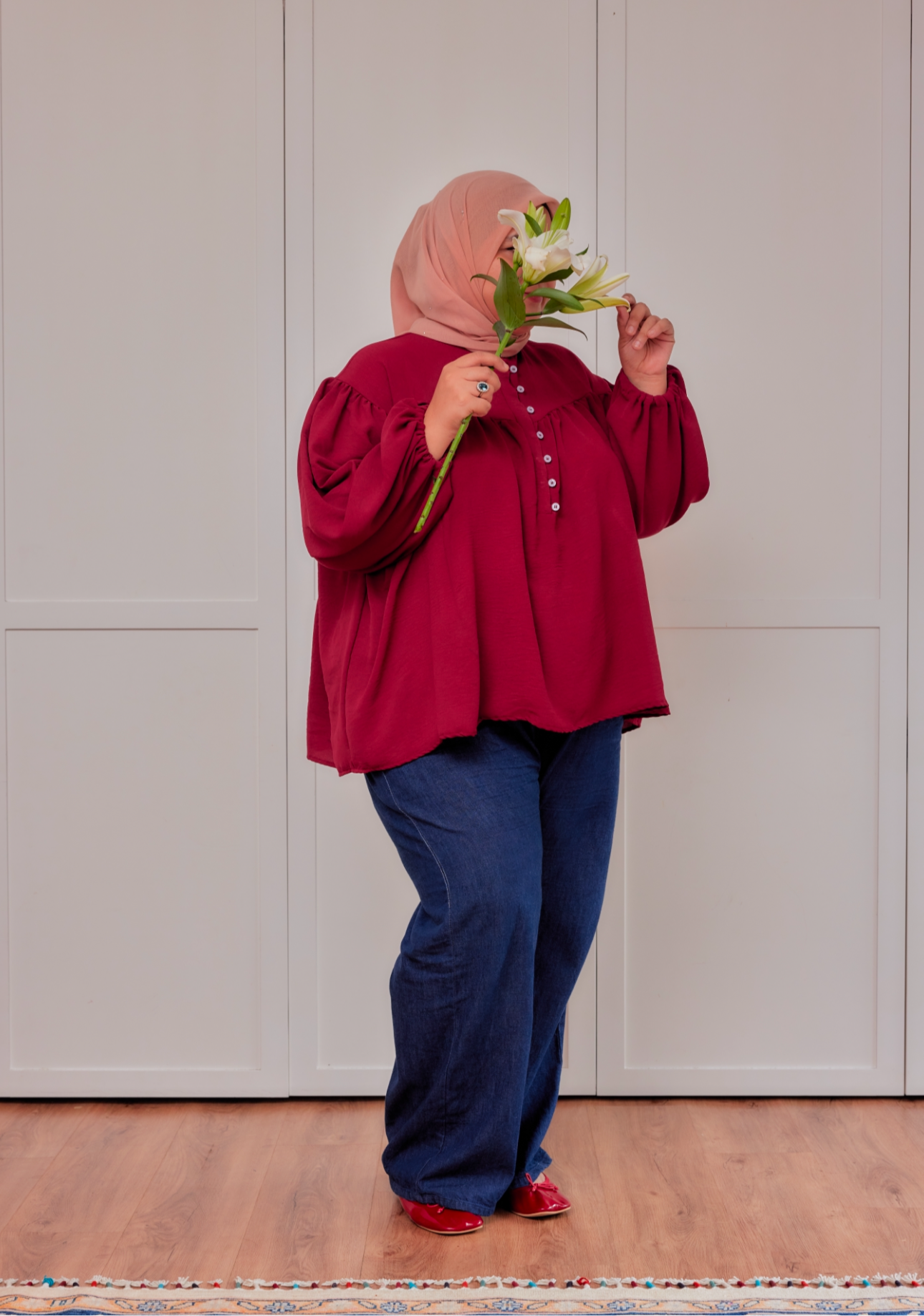 MyLily Blossom Dolly Top in Pomegranate Maroon